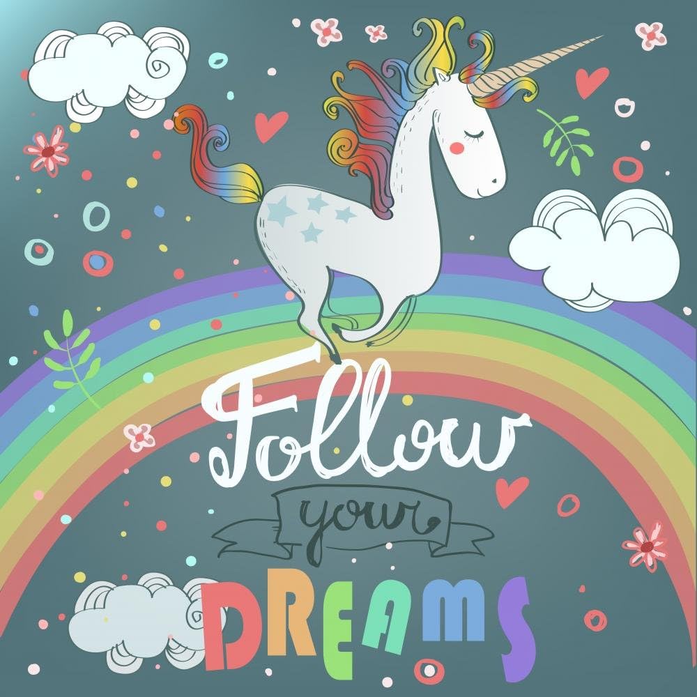 Wallmonkeys Cute Unicorn Wall Mural Peel and Stick Decals for Girls (48 in H x 48 in W) WM369379
