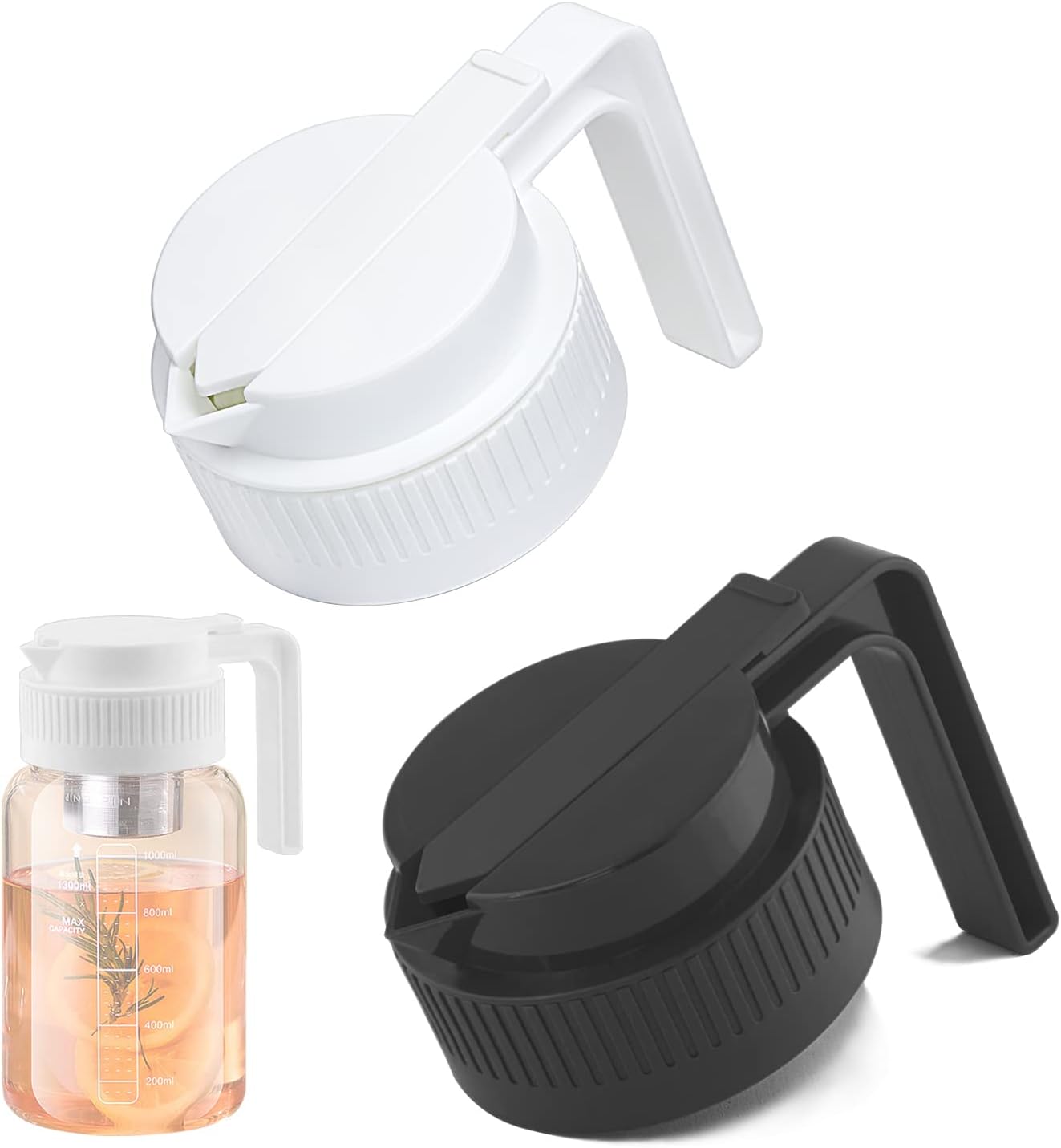 Wide Mouth Mason Jar Pour Spout Lids with Handle Plastic 2