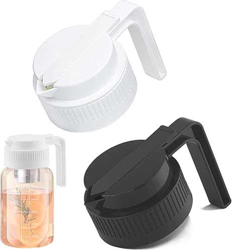 Miniatura 8 de Tarro de boca ancha para verter la tapa de la boquilla con asa, dispensador de jarabe de vidrio con tapa (b)..