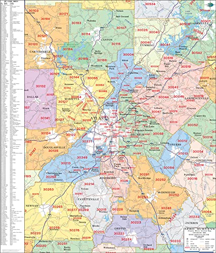 Amazon Com Metro Atlanta Zip Code Wall Map Laminated 2025 Office 61FFf8C5 VL 