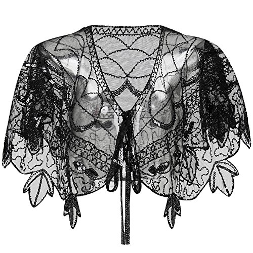 ArtiDeco 1920s Châle, Flapper Accessoires Charleston Cape de Mariage Femme Année 20 Vintage Partie à Thème Soirée