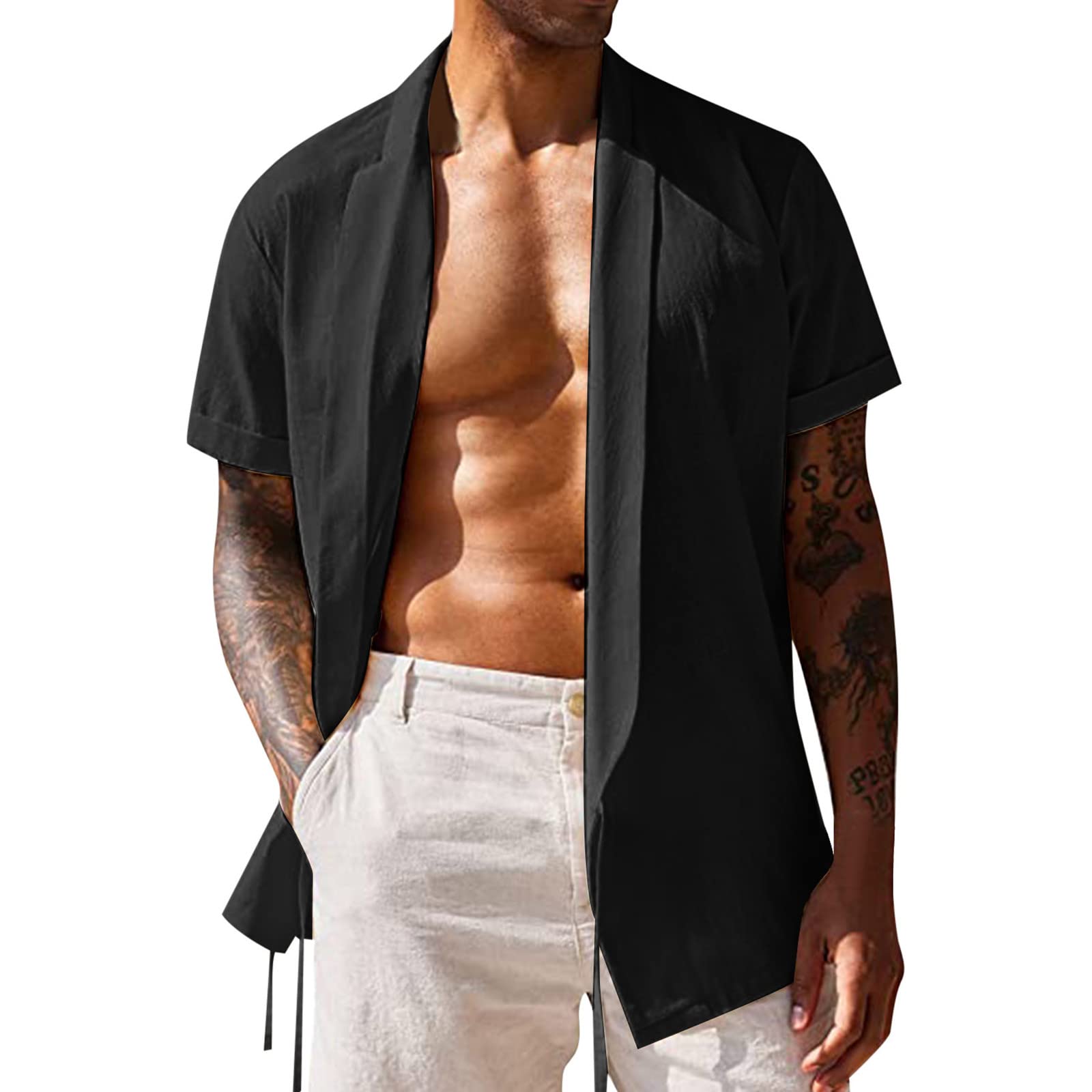 Mens Linen Shirts Shirt Linen Button Down Short Sleeve Shirt Top Shirts for Men UK Short Sleeve Men White Top Armour Tops Tshirt Pack White Tshirt Mens Tops Casual Tshirts Clothes