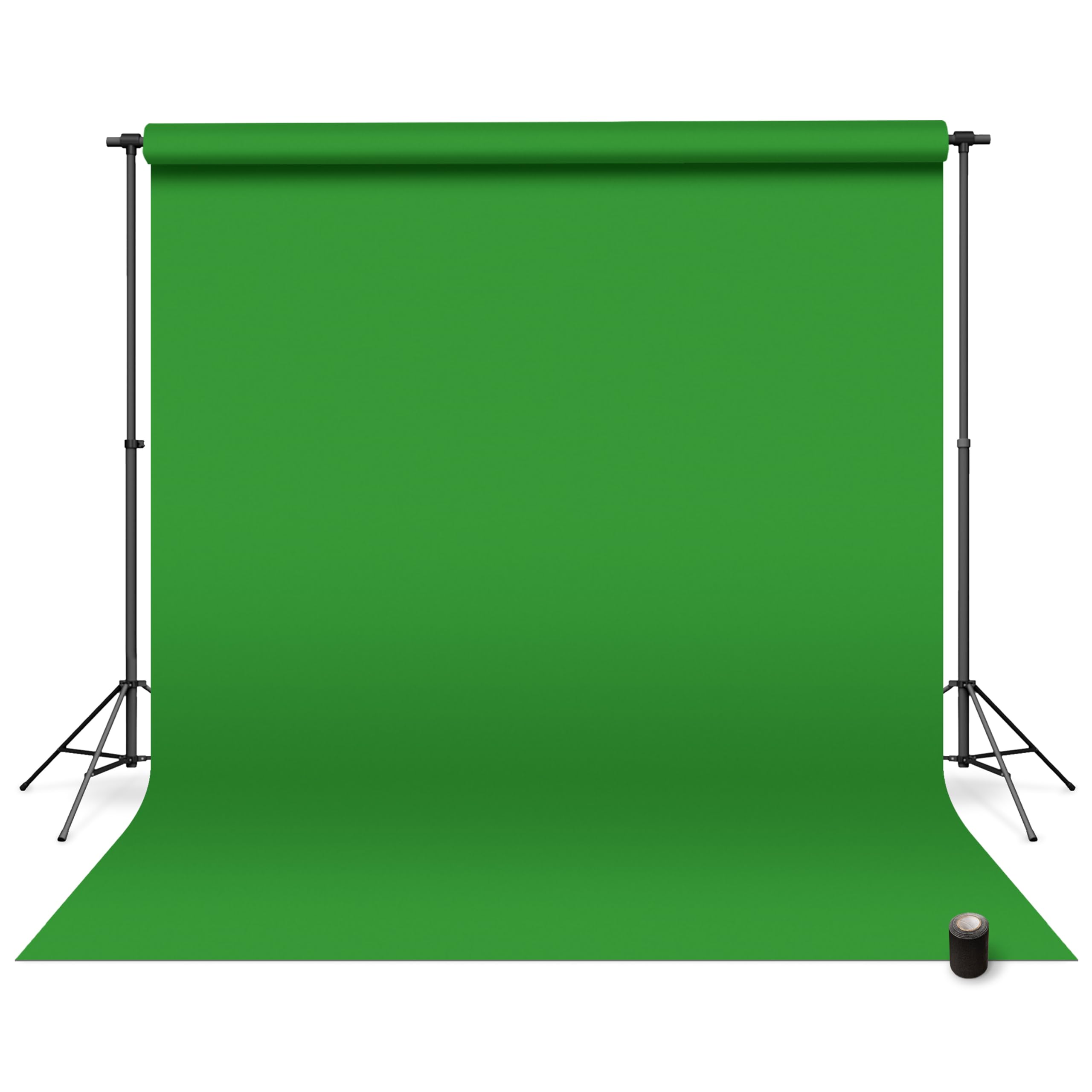 Denny Manufacturing - Telón de fondo de papel sin costuras para fotografía, rollo de papel verde sin costuras – Pantalla verde (86 pulgadas x 36.8 pies) Incluye rollo de cinta adhesiva (2 pulgadas x