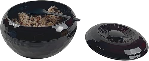 Miniatura 3 de JapanBargain 2076, cuenco japonés para servir arroz con tapa y cuchara de arroz, 3-4 porciones, fabricado en Japón