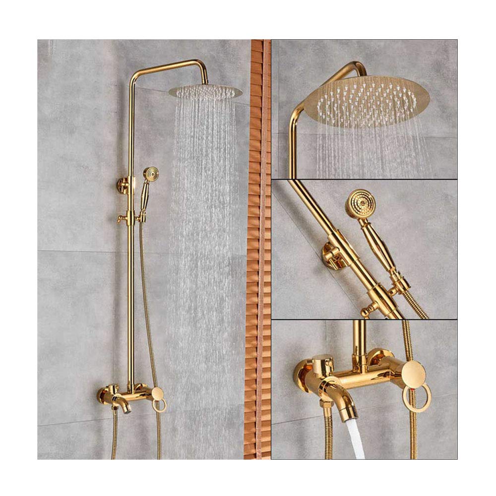 Système de douche doré haut de gamme avec mitigeur 3 fonctions et finitions goldB