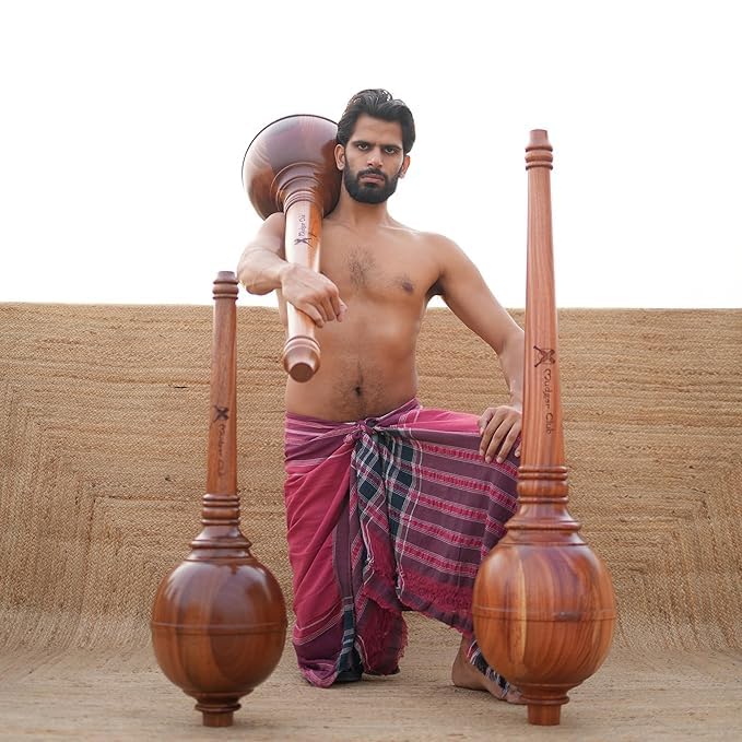 Image of Premium Hanuman Gada for Strength Training & Mobility | Handcrafted African Mahogany Mace | As Seen on Shark Tank India! | Ancient Indian Fitness Tool (2-3 kg)