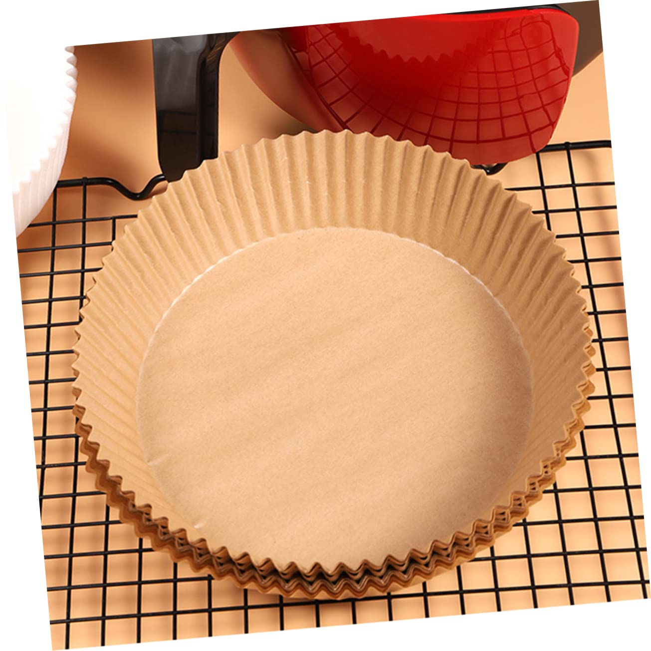 Abaodam 200piezas Papel De Horno Antiadherente y Resistente Al Aceite Unidades De Forros De Papel Desechables Para Freidora De Aire Para Hornear y Cocinar
