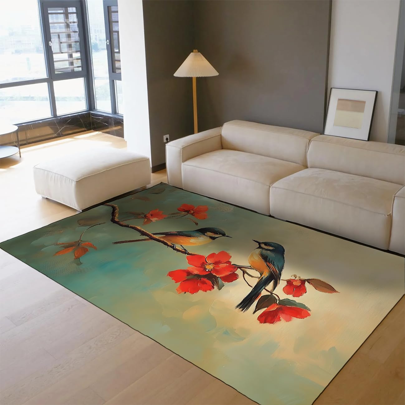 Tapis de sol intérieur extérieur 3'x4' lavable style encre chinoise pour salon