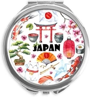 Japan Cute Japanese Style Watercolor Hand Compact Mirror Round Portable Pocket Glass