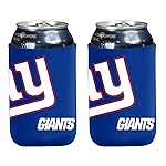 Football Can & Bottle Holder Insulator Beverage Huggie Cooler (New York (Giants) - Collapsible Can 2-Pack Blue)