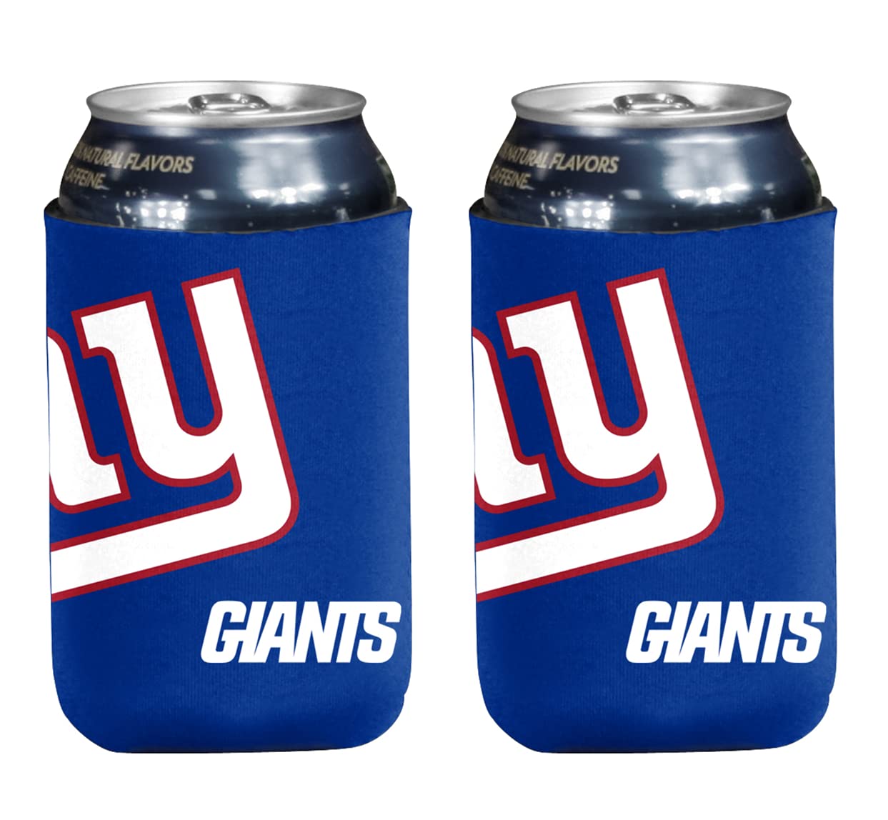 Football Can & Bottle Holder Insulator Beverage Huggie Cooler (New York (Giants) - Collapsible Can 2-Pack Blue)