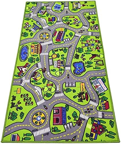 Toyvelt Kids Playmat Car Rug -Educational Car Rugs for Kids Road and Traffic Carpet Multi Color Play Rug - Kids Rugs for Playroom & Kids Bedroom Best Car Rugs for Kids and Kids Play Rug Ages 3 4 5 6