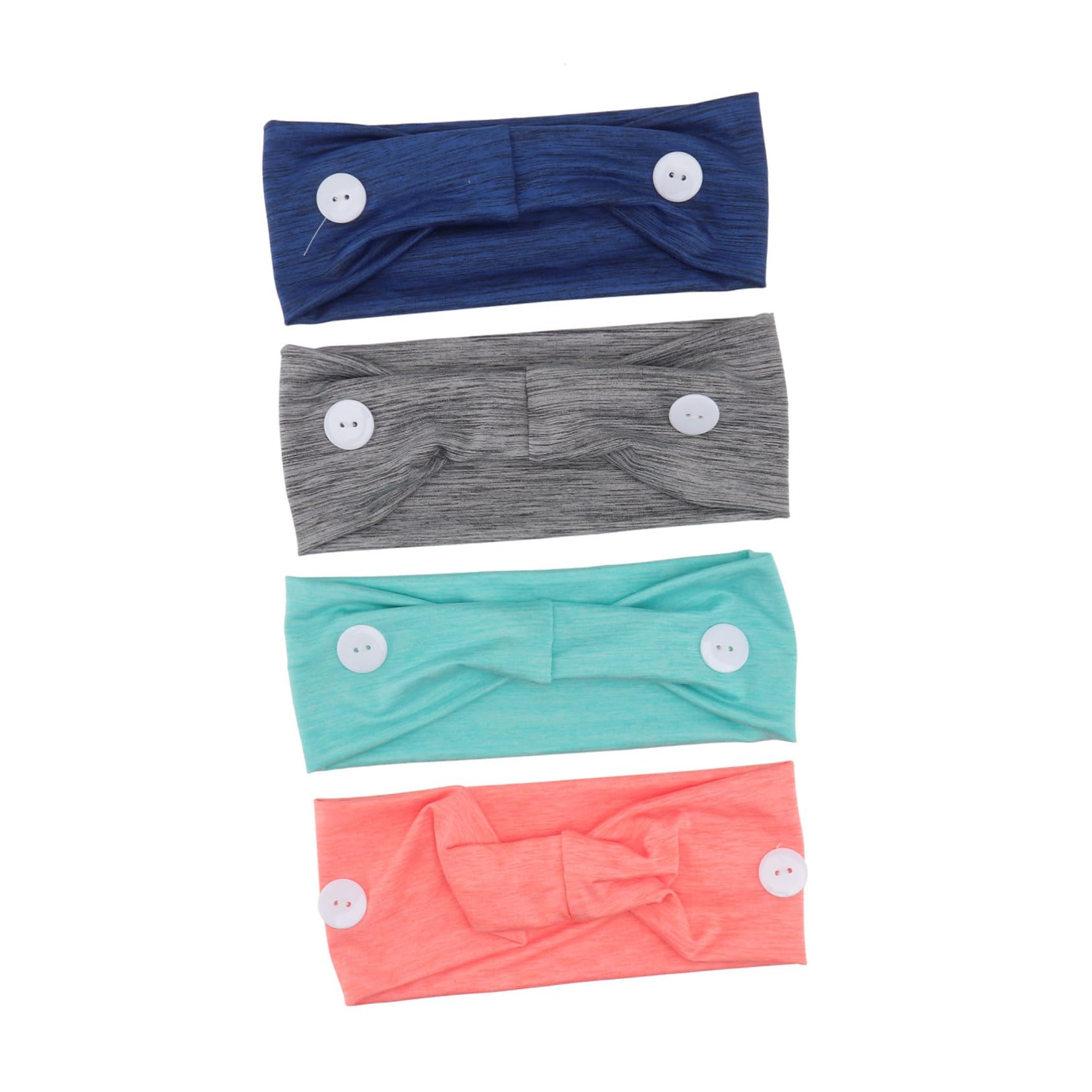 DOITOOL 12pezzi Fasce Larghe Per Donne Con Bottoni Fascia Sportiva Traspirante Per Protezione Auricolare Di Colori Rosso Blu Verde