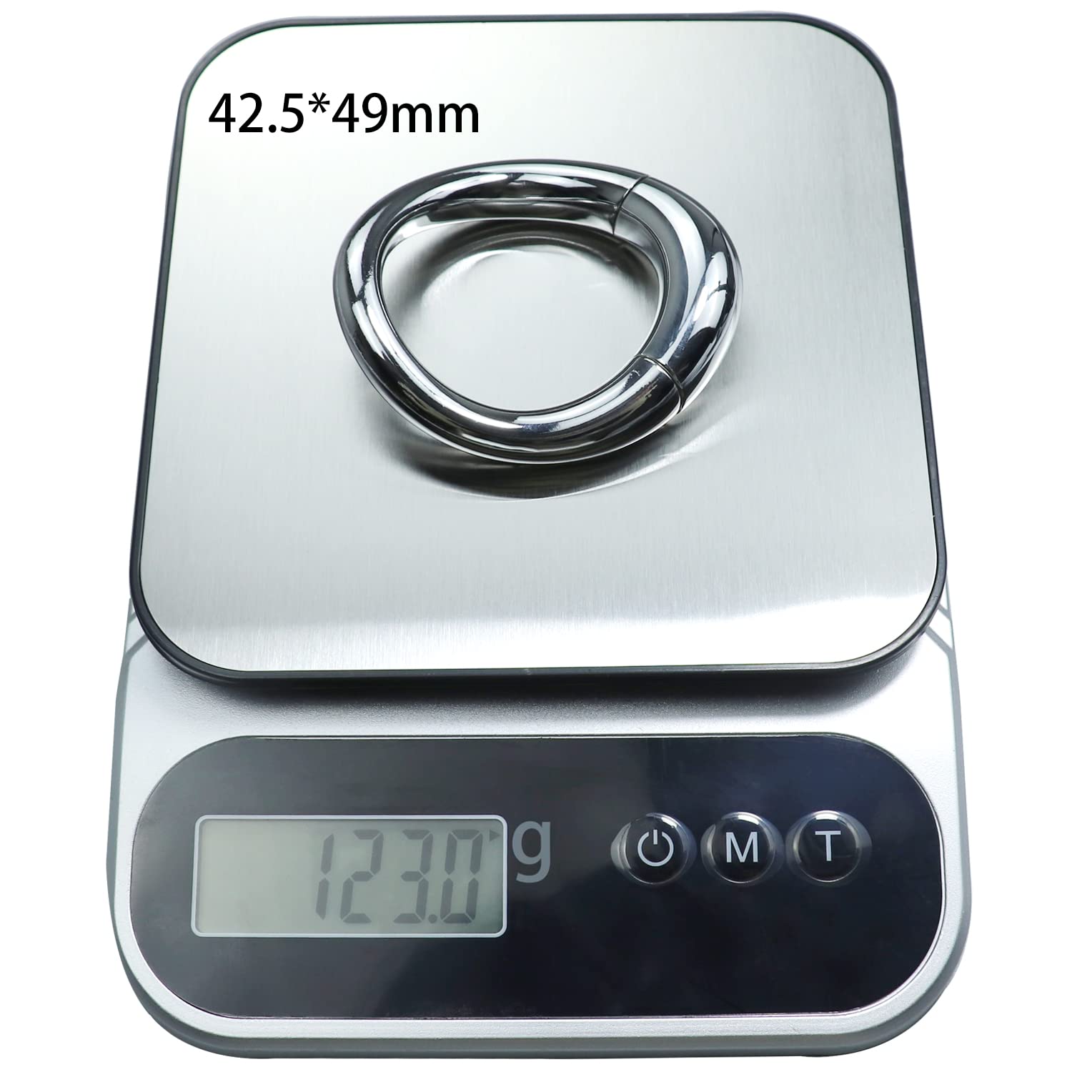 SeLgurFos Anelli per pene curvi in ??acciaio inossidabile Anello per testicoli Anelli per pene magnetici per uomo Bondage per pene Stretch adatto per uomini adulti (42.5 * 49mm)