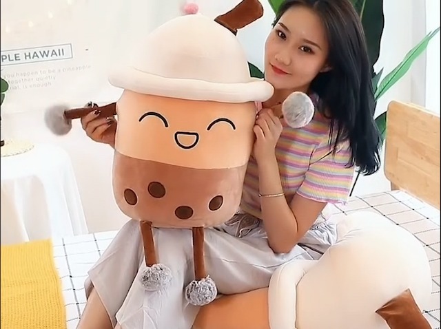 Bubble Tea Plüschtier – Süßes Boba Milchtee Kissen In Grün (25 Cm) Als Kuscheliges Spielzeug