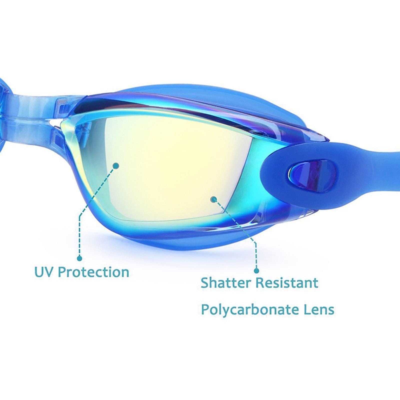 Schwimmbrille, verstellbar, Anti-Beschlag, Anti-Auslaufen, UV-Schutz, weiches Silikon, Nasenbrücke, Schwimmbrille