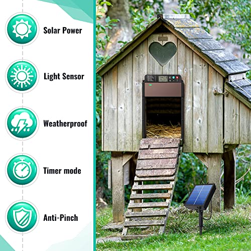 Automatic-Chicken-Coop-Door-Solar - Powered Auto Coop Door Aluminum Opener With Light Sensor, Timer, Lcd Display, Remote Control Weatherproof #TOP1