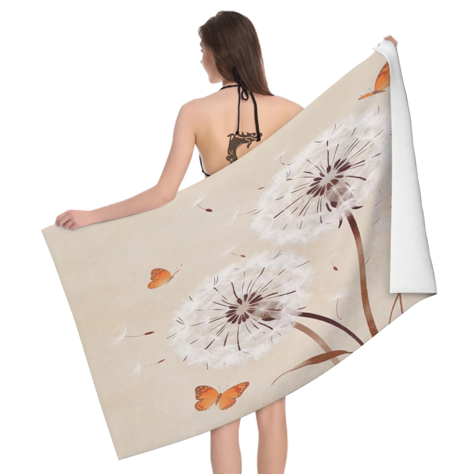 Leichong 3D Dandelion Beach Towel Large Microfiber Soft Quick Dry for Adults, Watercoloring Bath Towel Lightweight Soft Absorbent for Travel Swimming Pool Sports, 180 x 90 cm