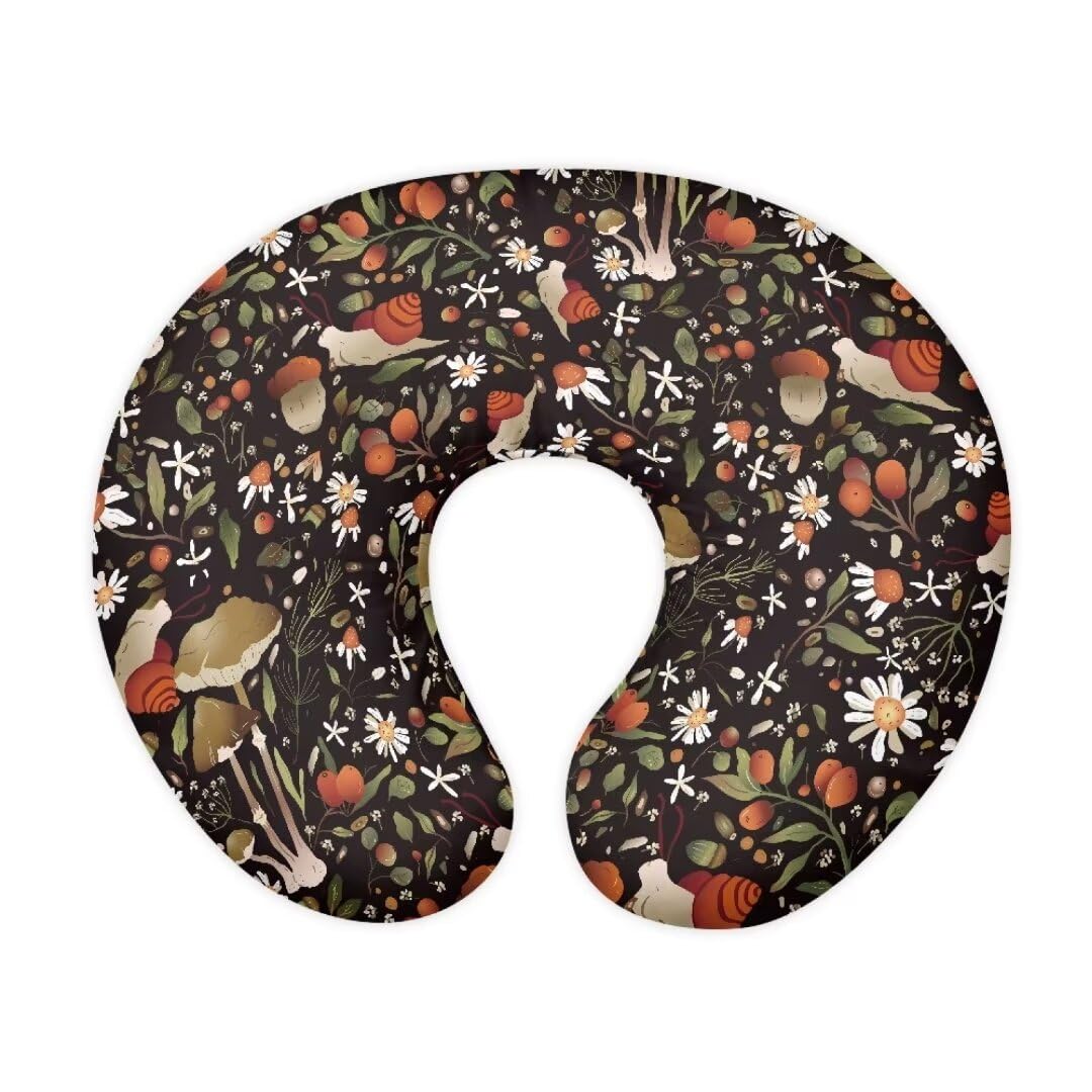 Jeiento Forest Mushroom Snail Nursing Pillow Covers Elastic Breastfeeding Pillow Slipcover U-Shaped Removable Covers for Breastfeeding＆Bottle Feeding