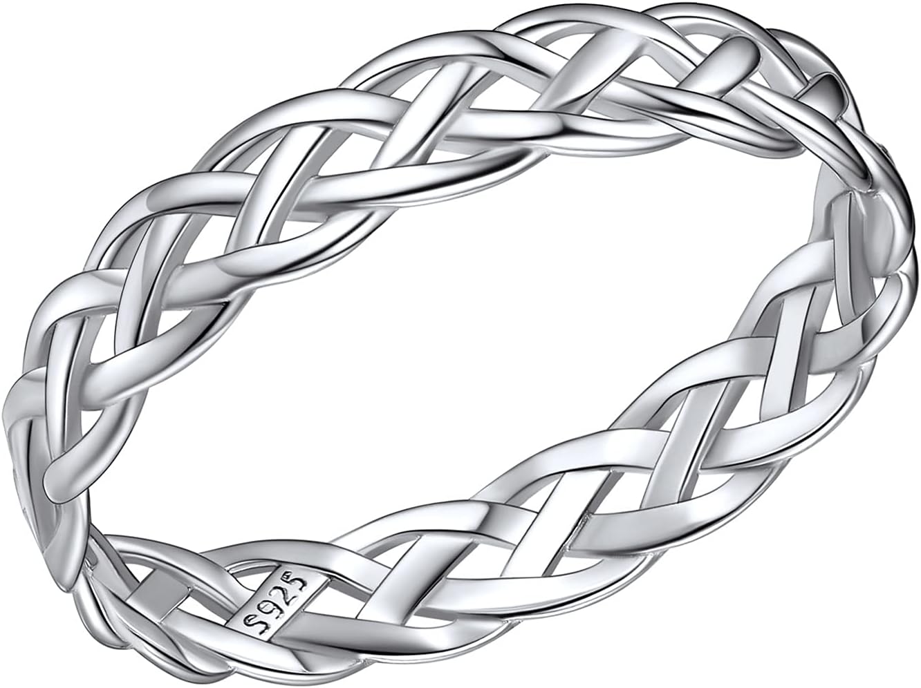 PROSILVERCeltic Braided Rings Engagement Ring Women Stack Rings Silver