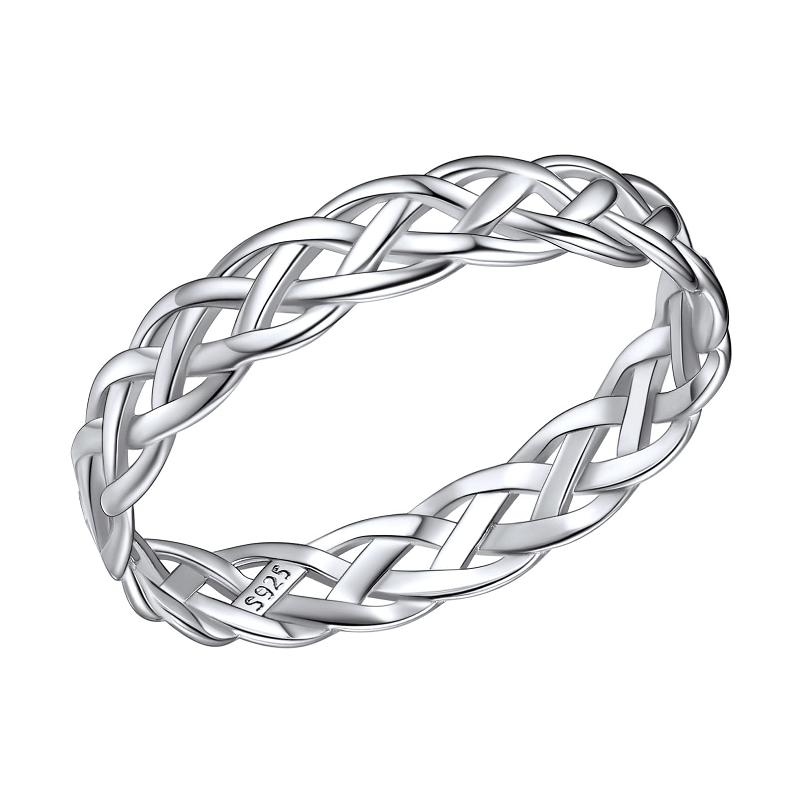PROSILVERCeltic Braided Rings Engagement Ring Women Stack Rings Silver
