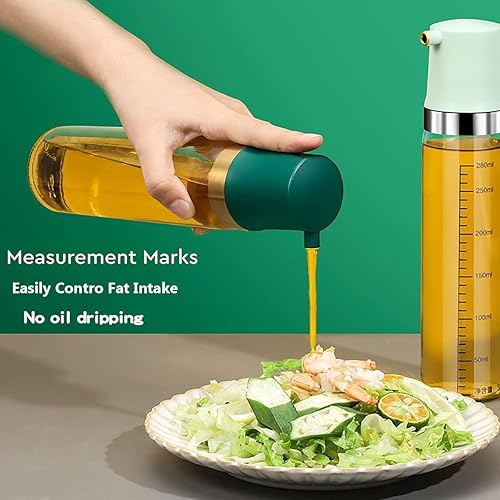 Miniatura 4 de Botella dispensadora de aceite de oliva con tapa automática y tapón automático, 10 onzas, con tapa y tapón automático, boquilla antigoteo, mango