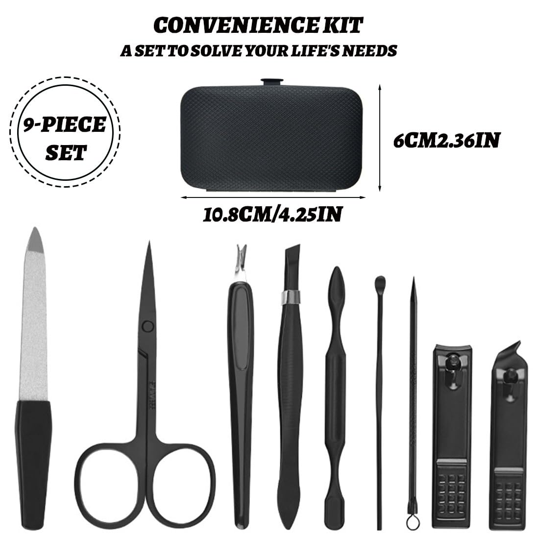 Kit Manucre Pedicure, 9pcs Ensemble de Coupe-Ongles Professionnel, Coupe-Cuticule en Acier Inoxydable, Kit de Manucure de Pédicure avec Boîte de Voyage et Maison Exquise
