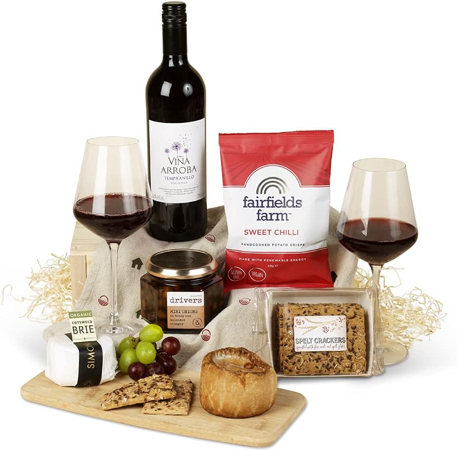 Hay Hampers Pork Pie Ploughman's Lunch Cheese, Pork Pie and Red Wine