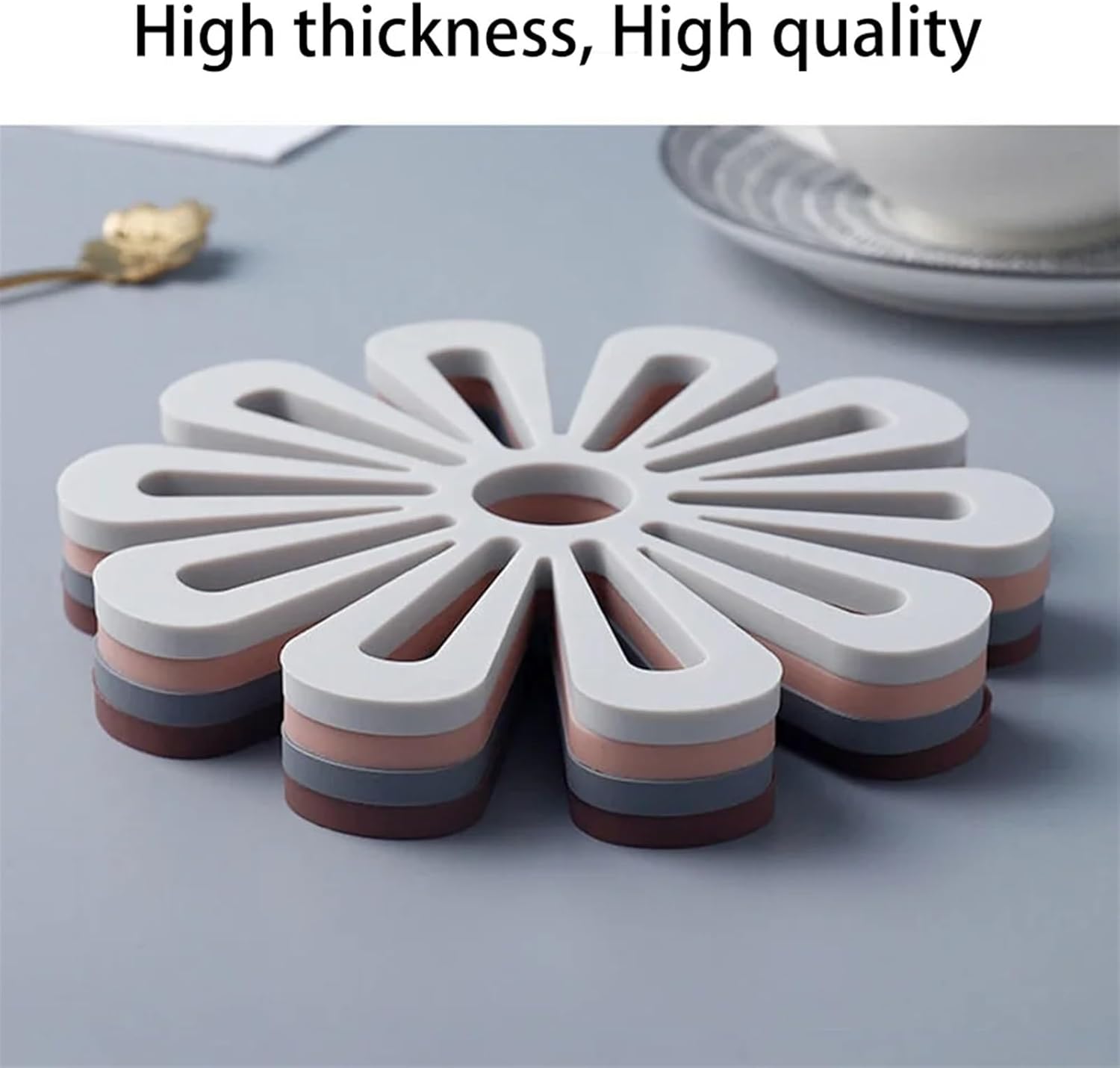 Kitchen Pot Mat Flower Shape Pot Holders for Pots and Pans Holder Kitchen Insulation Coasters Pad for Dishes Mats(Pink)