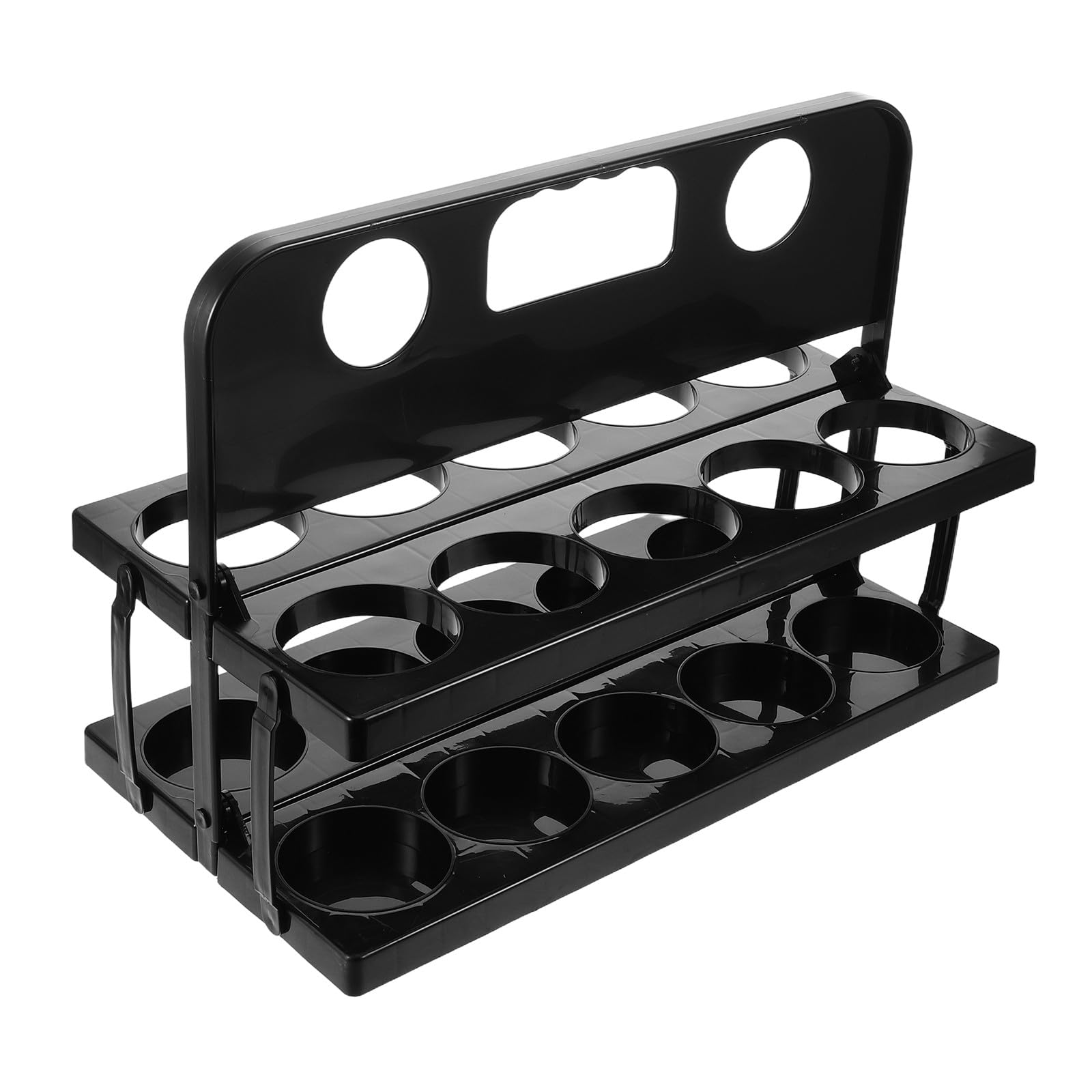 Mikinona Portabicchieri pieghevole con manico - Vassoio porta-bevande riutilizzabile nero da 10 scomparti - Porta-borraccia in plastica per consegna di bevande, picnic, bar, eventi