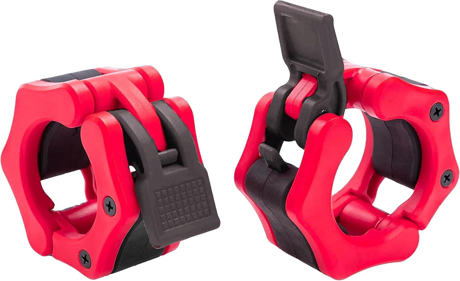 Greententljs Barbell Clamps 2 Inch Olympic - Pair of Collars Quick Release Locking Barbell Workout Pro Weight Plate Clamp Clips for Gym Power Heavy Weightlifting Fitness (Mix Red w/Black)