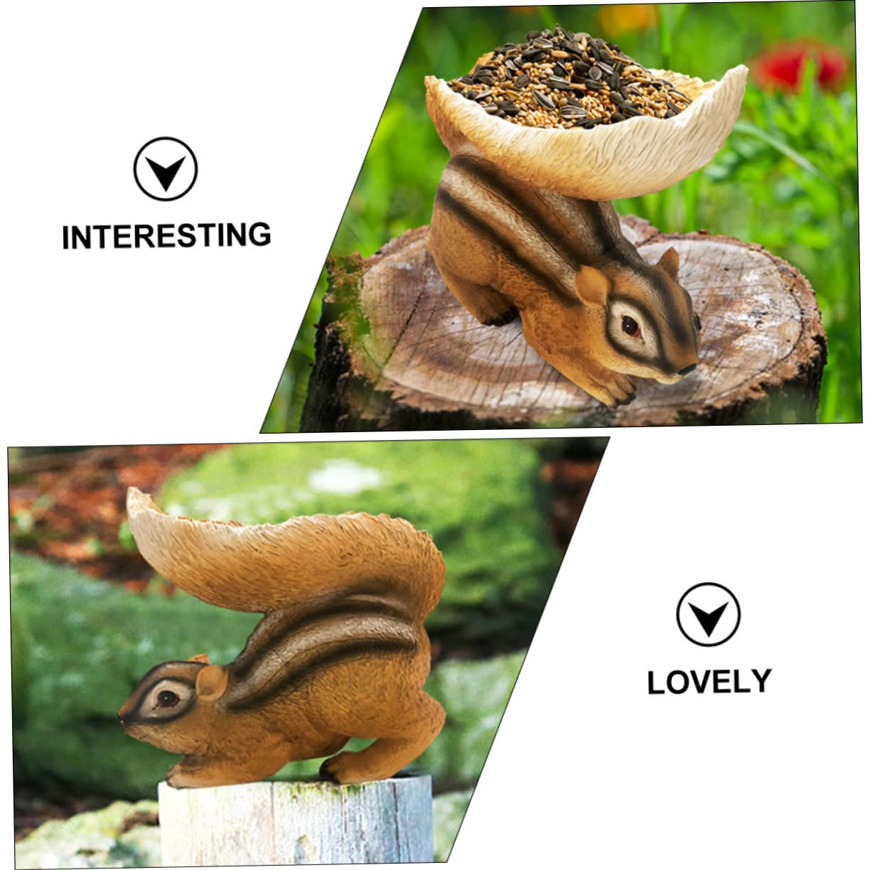 Levemolo 1kawałek Uroczy Karmnik Kształcie Wiewiórki z Żywicy Ozdoba Do Ogrodu Stylowy Element Dekoracyjny Urokliwy Wystrój Wnętrz