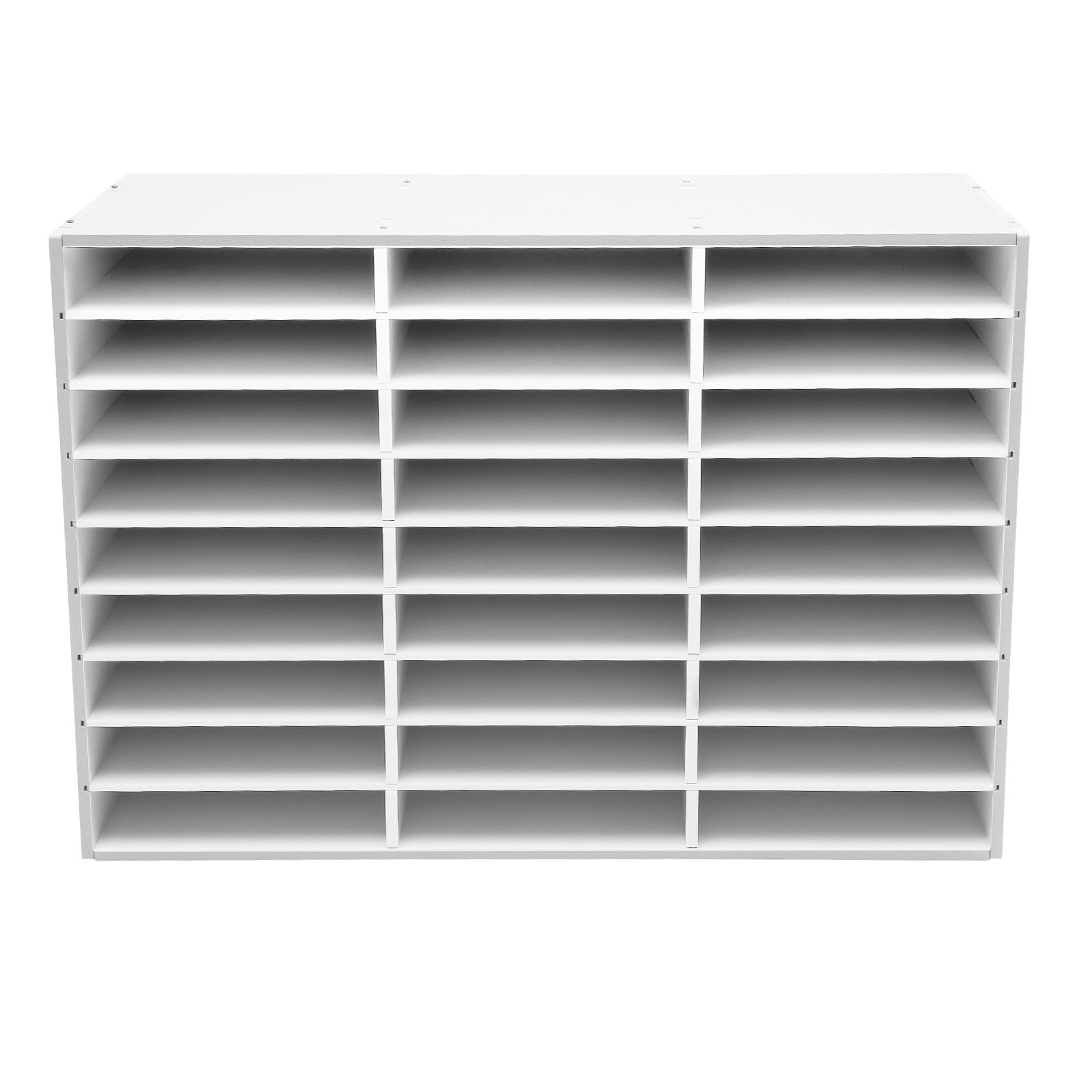 Organizador de papel de oficina, clasificador de documentos multicompartimentos, organizador de oficina en casa, estructura de PVC blanco, 27 compartimentos extraíbles, para empresa, escuela