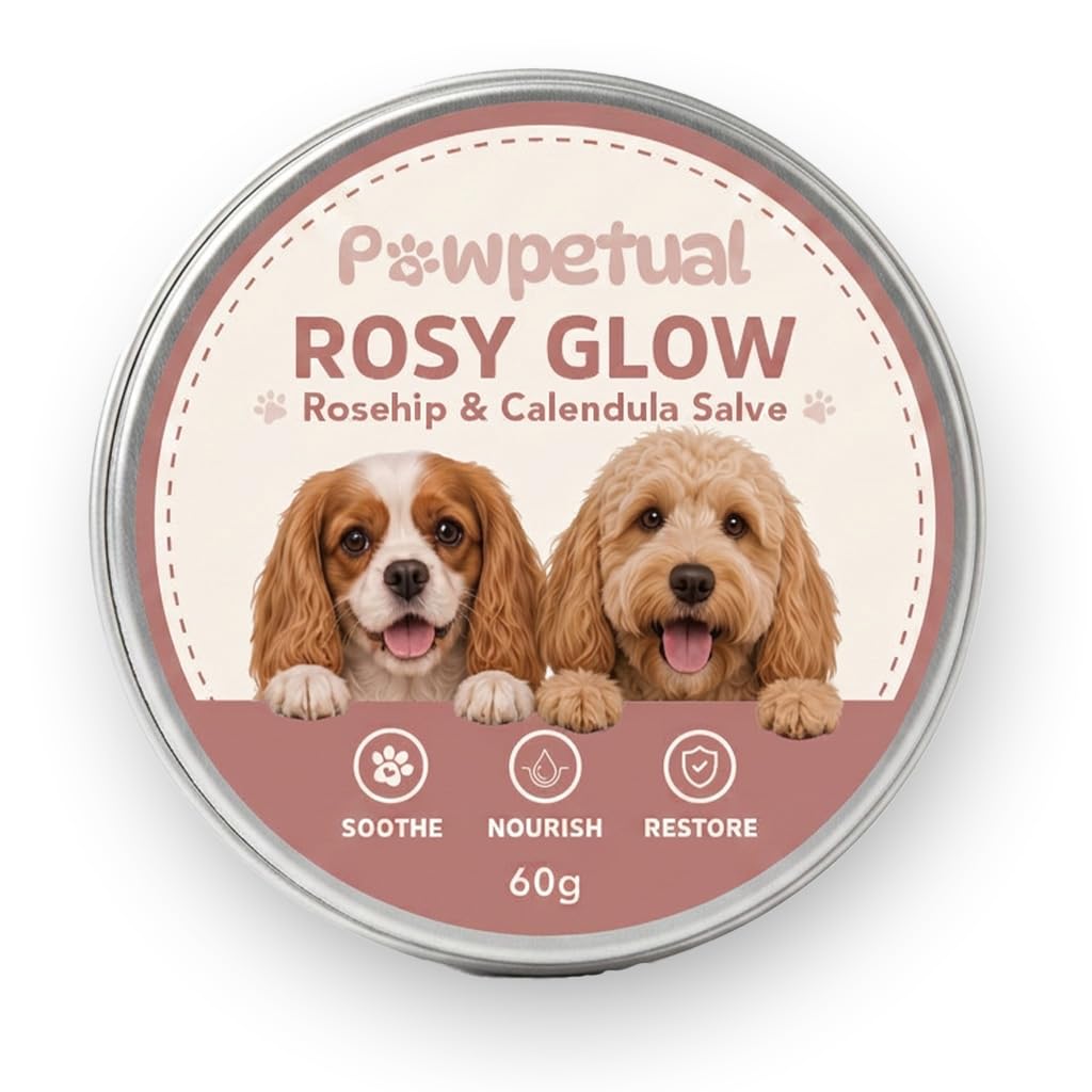 PawPetual Rosy Glow Rosehip & Calendula Dog Skin Salve Fragrance-Free Balm for Sore, Dry, Damaged Looking & Sensitive Skin Gentle Care for Paws, Elbows & Dry Patches 60g