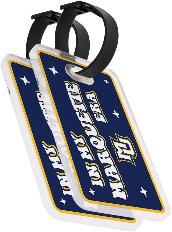 Desert Cactus Marquette University Luggage Tag – Official MU Golden Eagles 2 Pack Travel ID Label for Suitcases, Bags, and Carry-Ons (2-Pack Acrylic Luggage Tag D)