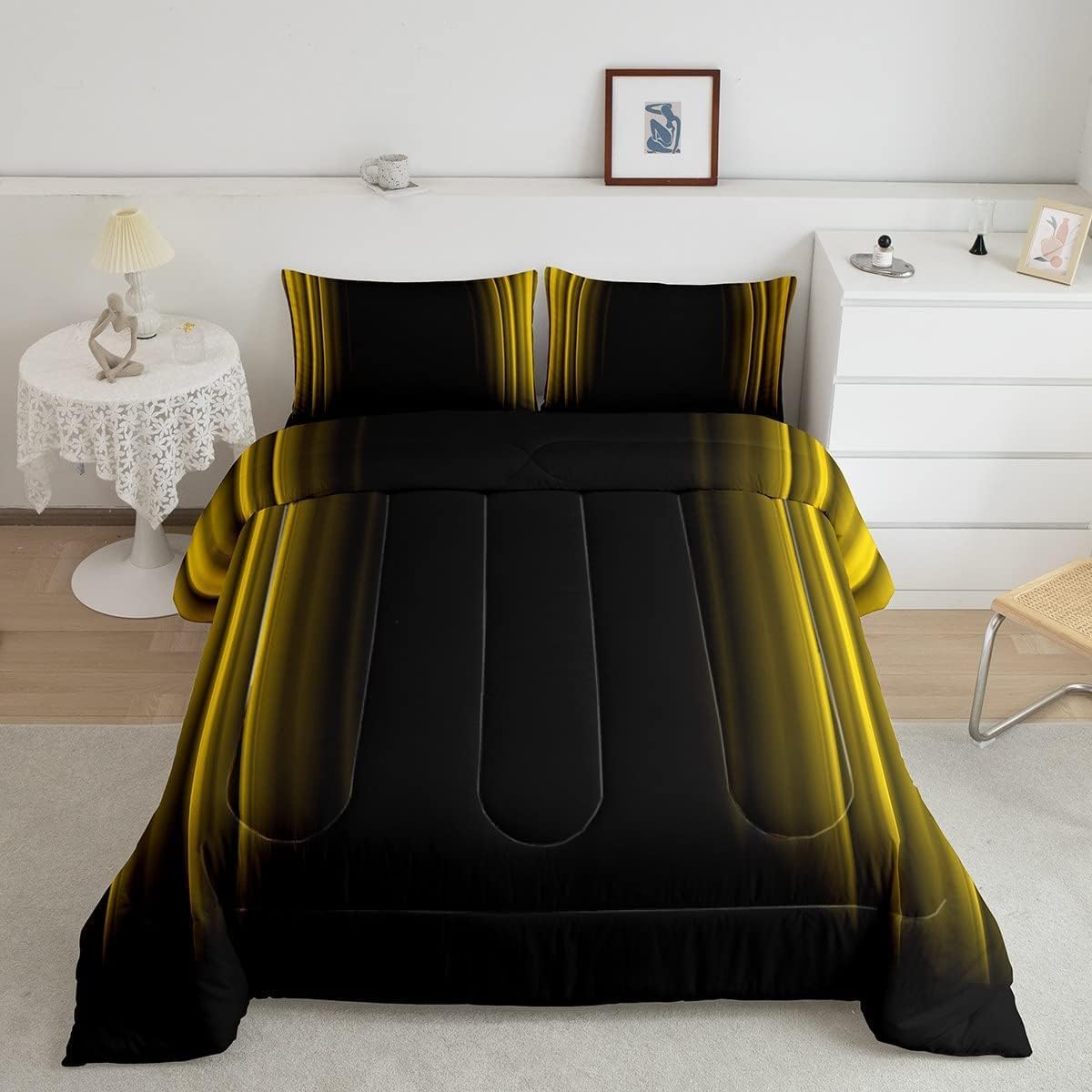 Feelyou Abstract Ombre Comforter Set Kids Teens Red and Black Bedding Set Room Decor 2Pcs Twin Size