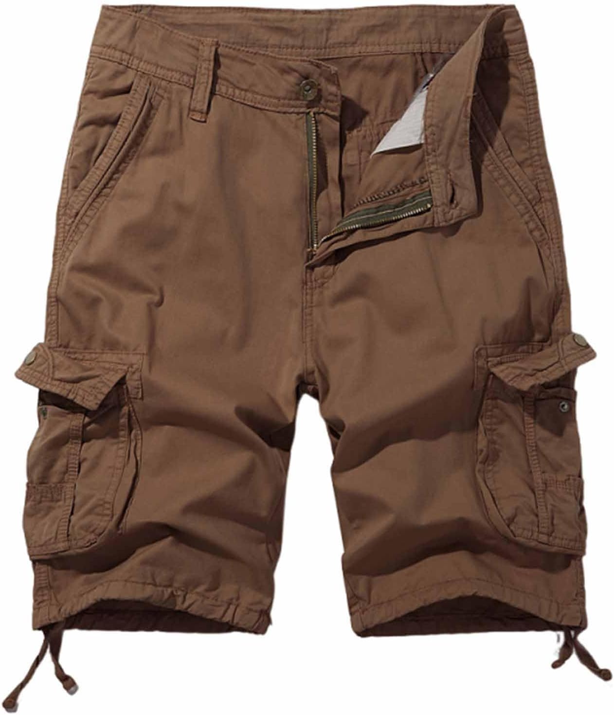 Men's Twill Cargo Shorts with Pockets Relaxed Fit Belted Outdoor Camouflage Lightweight Cargo Shorts Outdoor Wear