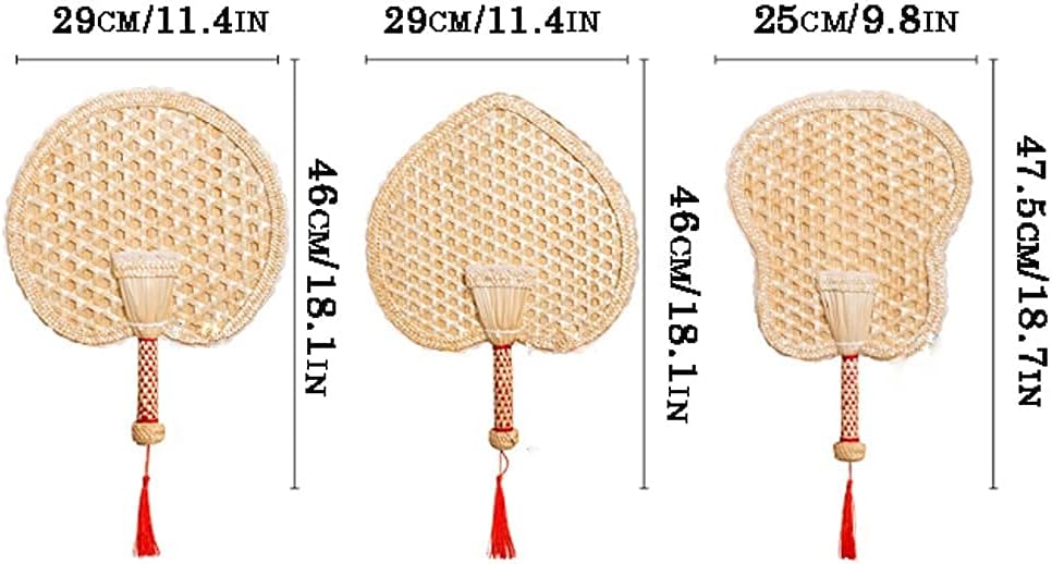 Hand-Woven Straw Classic Folding Fan, Traditional Summer Hand-cranked Folding Fan, Plantain Folding Fan Home Ceremonial Decorative Folding Fan (Color: A)