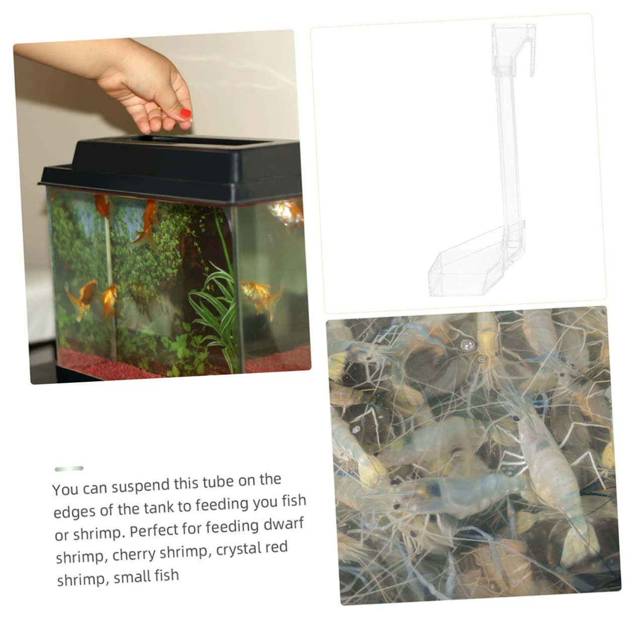 Happyyami 3pièces Aquarium Transparent Acrylic Feeder pour Crevettes Et Poissons Tube Alimentation Pratique pour Aquariophilie