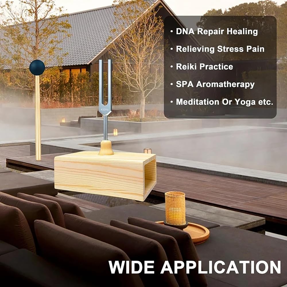 NEWFUN Diapason,Diapason 528 Hz,Juego de 4 diapasones (128 Hz, 136,1 Hz, MI 528 Hz, 4096 Hz) ideal para terapia, para terapia de chakras, terapia de sonido, mantener el cuerpo y la mente relajados