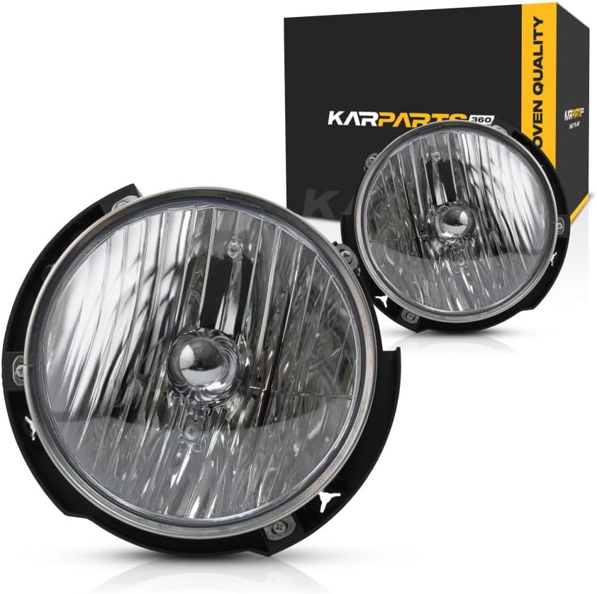 KarParts360 For Jeep Wrangler Headlight Assembly 2007-2018 Driver and Passenger Side Pair For CH2502175 | 55078149AD