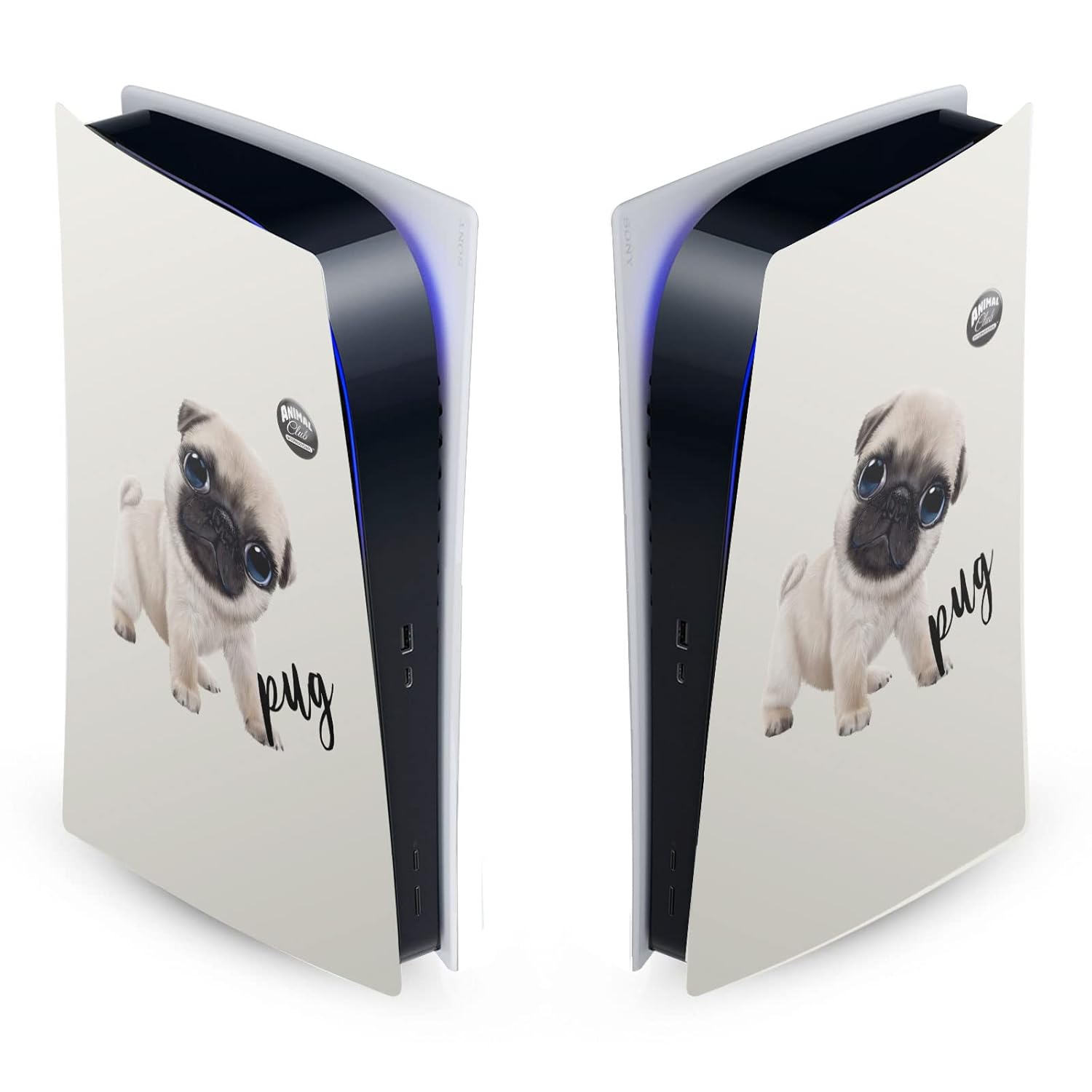 Head Case Designs Officially Licensed Animal Club International Pug Faces Matte Vinyl Faceplate Sticker Gaming Skin Case Cover Compatible with Sony Playstation 5 PS5 Digital Edition Console
