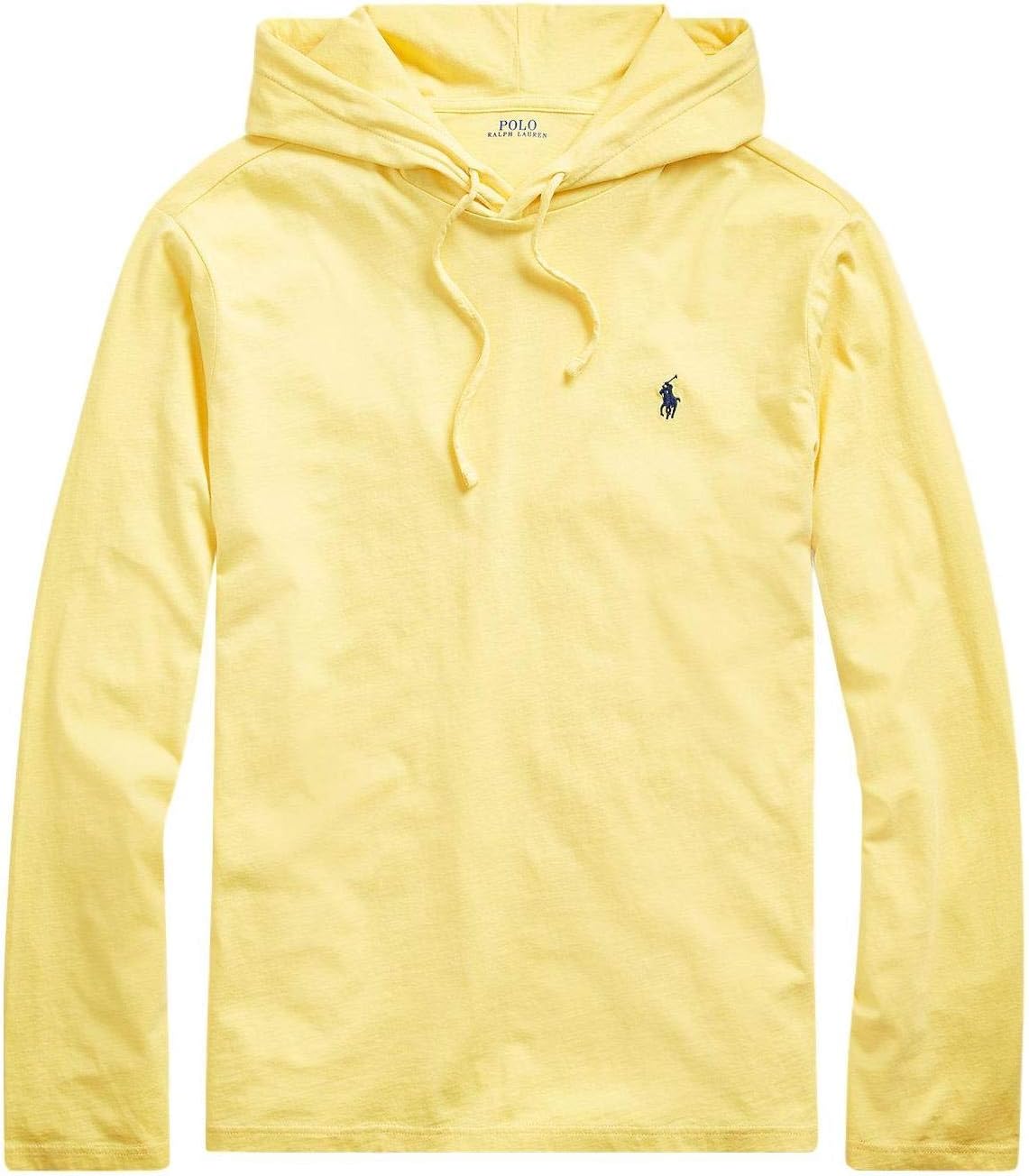Polo Ralph Lauren Men Long Sleeve Pony Logo Hooded T-Shirt with (SunfishYellow, XL)