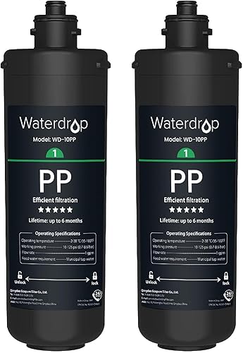 Waterdrop WD-10PP - Filtro de agua para debajo del fregadero, repuesto para Waterdrop TSA y TSB y TSB-CM Sistema de filtro de agua de 3 etapas para
