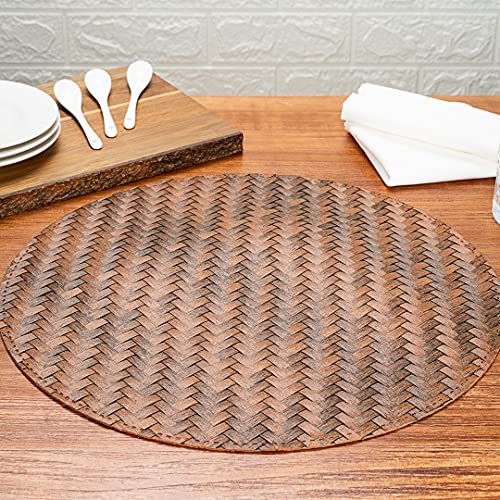15 Inch Woven Placemats, Set Of 6 Round Table Placemats - Durable, Easy To Clean, Bronze Plastic Placemats For Dining Table, For Homes Or Restaurants, - Restaurantware #TOP5