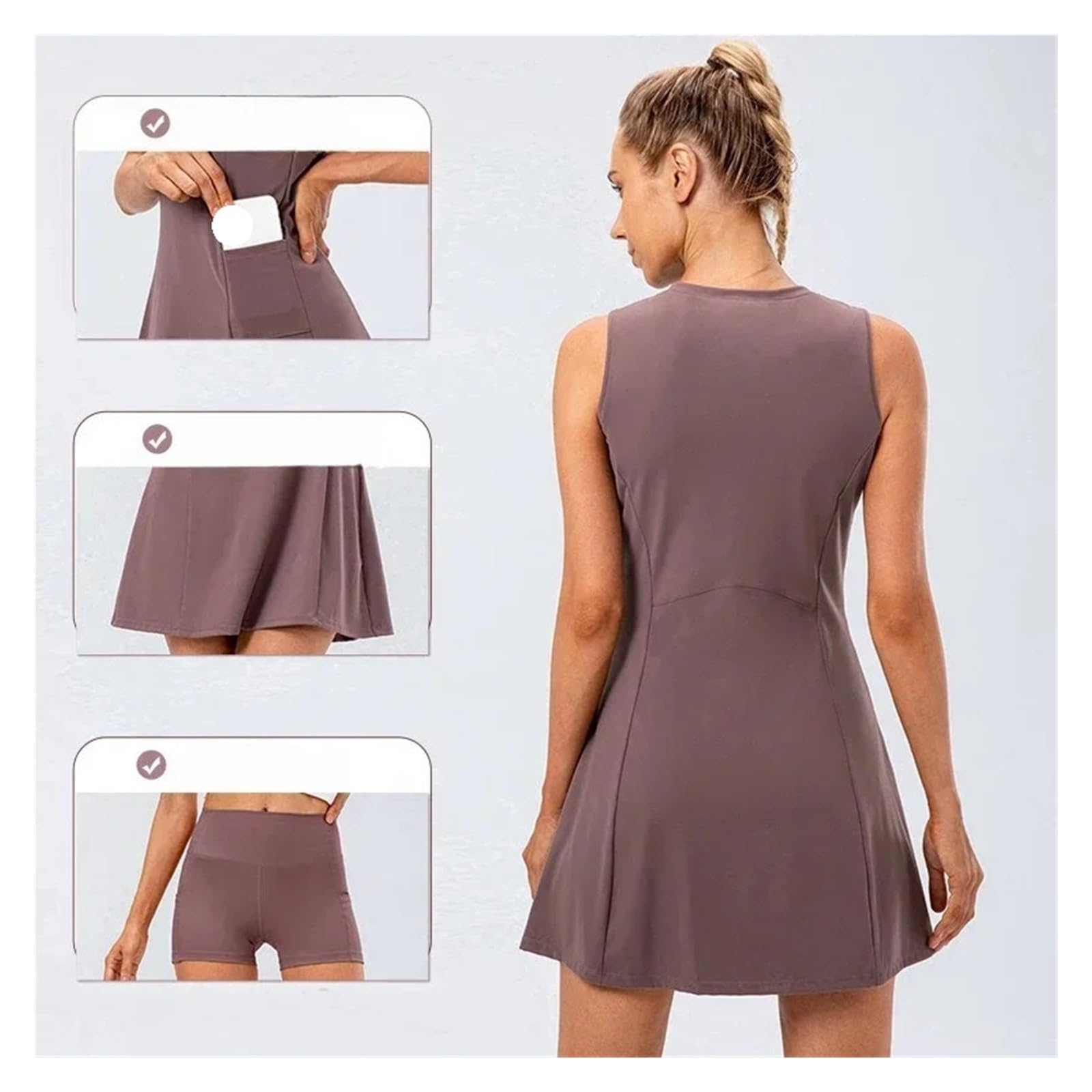 Robe Tennis Femme Women Nude Feel Breathable Sport Active Dress Golf Clothes Women(Lemon Yellow,4 S (European Size))