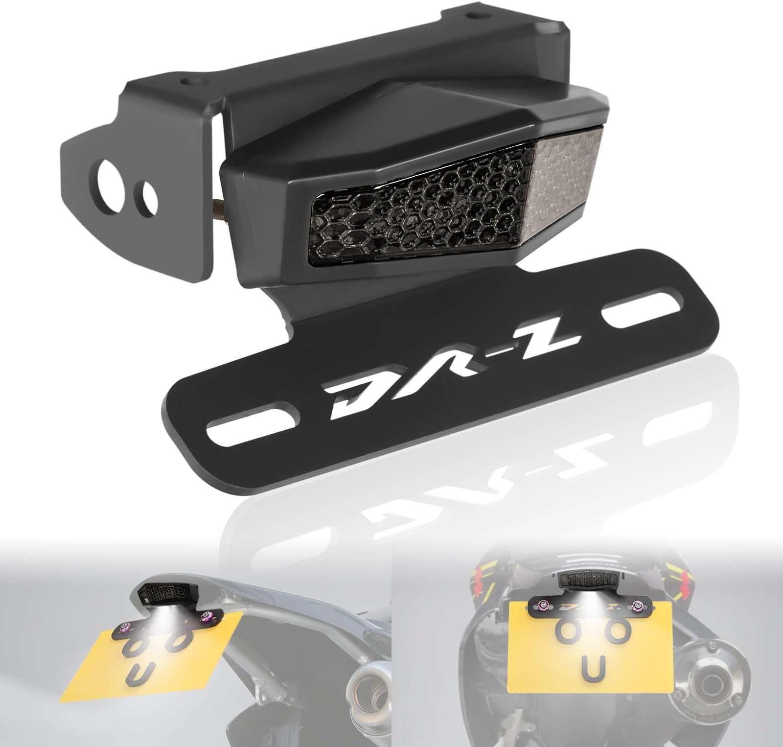 Compatible with Suzuki DRZ400S 400SM 400E 2000-2021 LED Integrated Brake Tail Light Turn Signal Blinker License Plate Holder Rear Tail Tidy Fender Eliminator Kit Smoke LENS