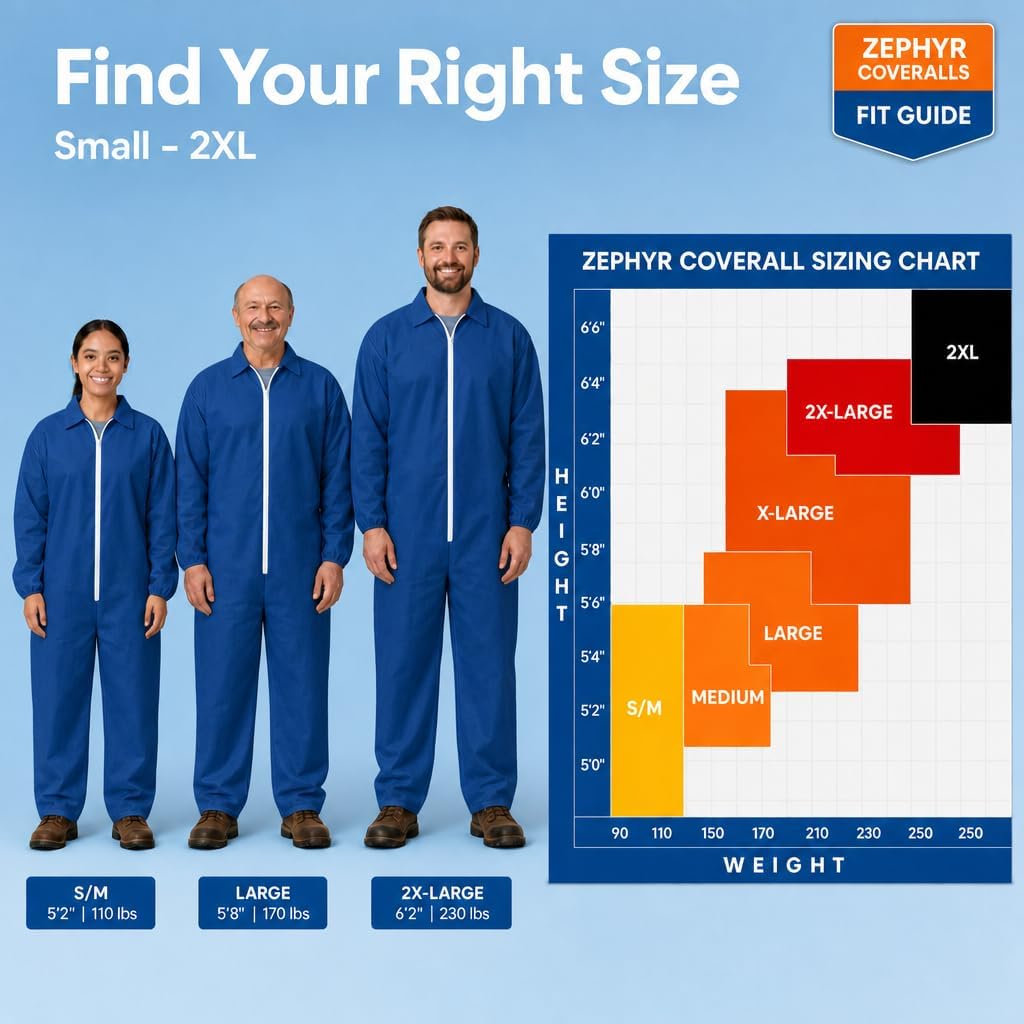 Disposable Coveralls Breathable Paint Suit, Crawl Space, Lightweight Coveralls
