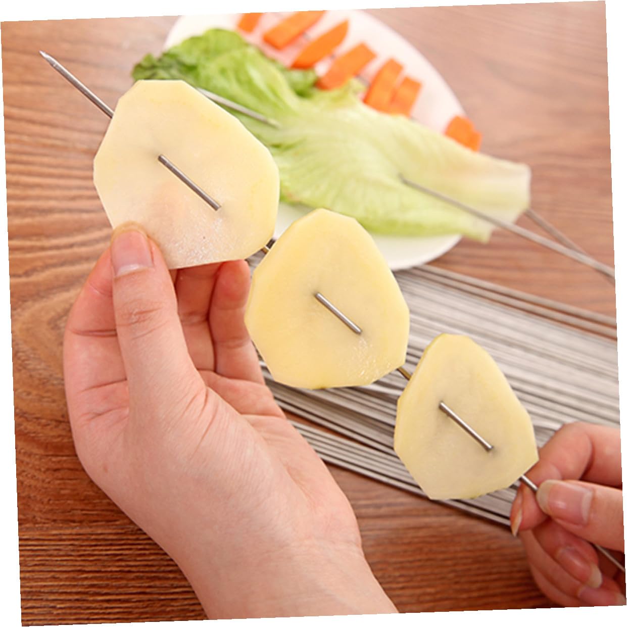Hemobllo Spiedini per Barbecue in Metallo Inossidabile, Bastoncini per Grigliate, Aghi 1,85 MM 38,5 CM, 100 Pezzi