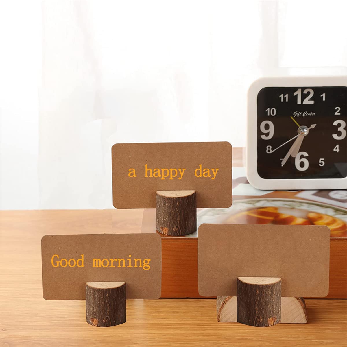 Porte-cartes En Bois Naturel - Lot De 20 Supports Pour Menus Mariage, Numéros De Table Et Photos - 10x3x2 Cm